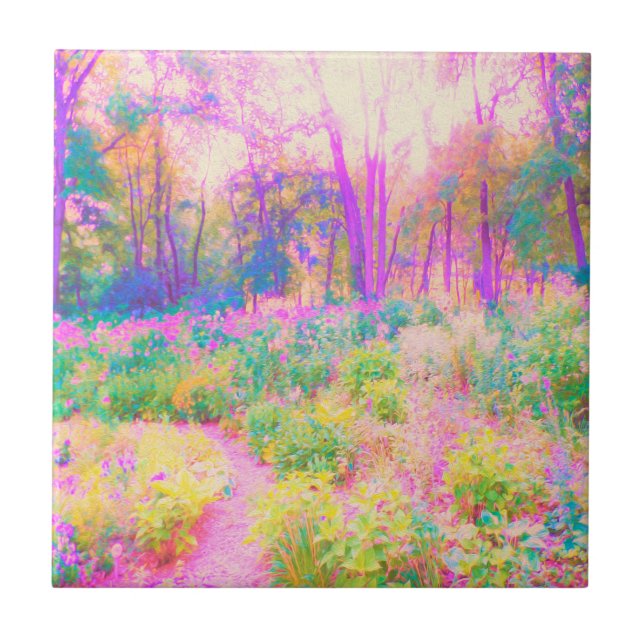 Upplyst Rosa och Coral Garden Ligcape Kakelplatta (Framsidan)