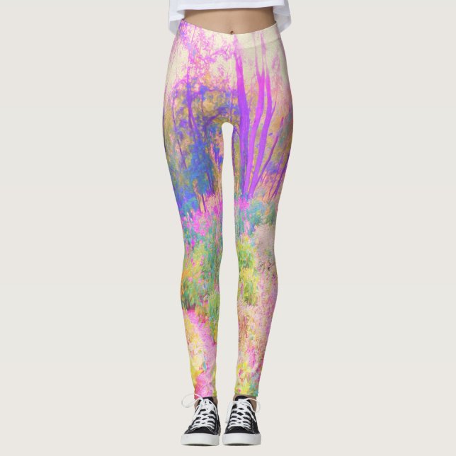 Upplyst Rosa och Coral Garden Ligcape Leggings (Framsida)