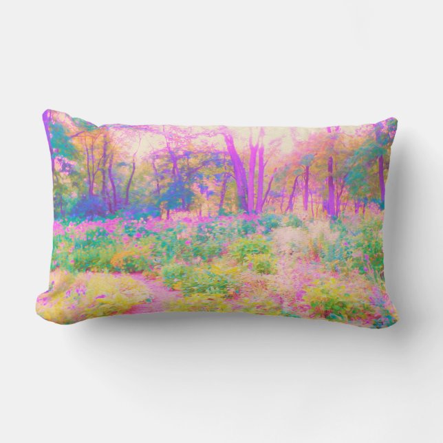 Upplyst Rosa och Coral Garden Ligcape Lumbarkudde (Framsida)