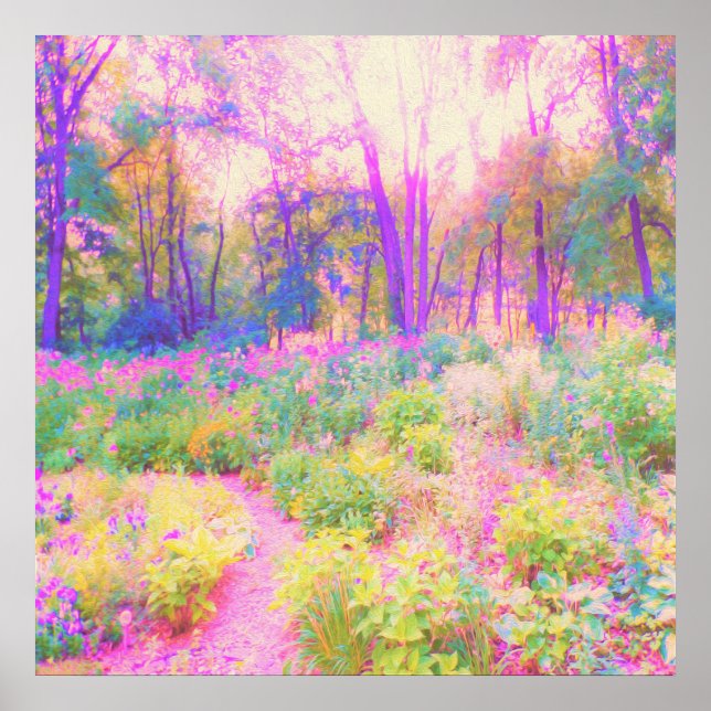 Upplyst Rosa och Coral Garden Ligcape Poster (Framsidan)