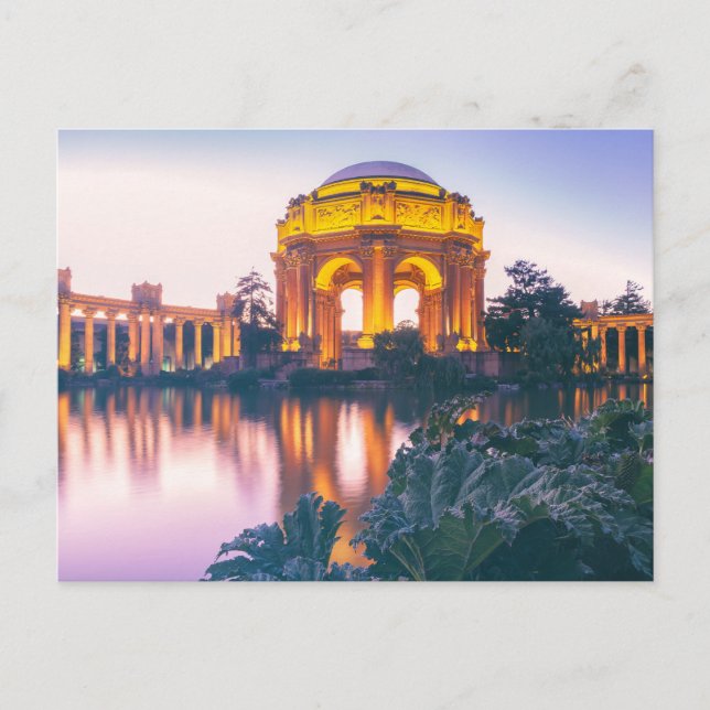 Upplyst San Francisco Palace of Fine Art Vykort (Framsida)