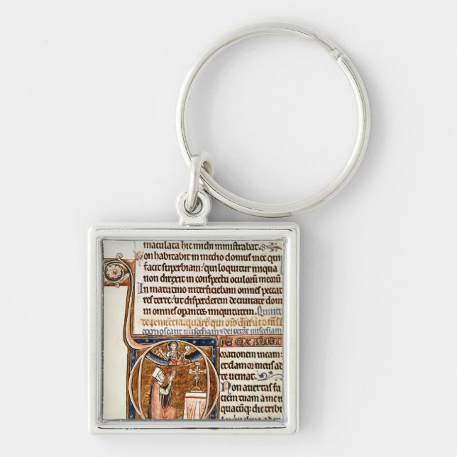 Upplyst sida fyrkantig silverfärgad nyckelring (Framsidan)