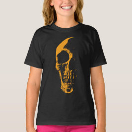 Upplyst Skalle Orange Färg Skapelse T Shirt