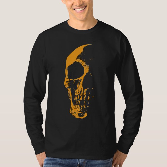 Upplyst Skalle Orange Färg Skapelse T Shirt (Framsida)