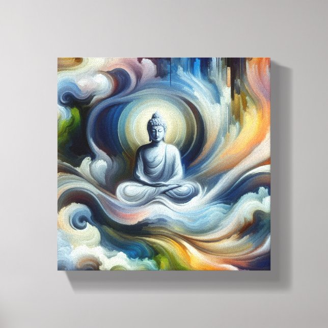 🌟 Upplyst skönhet: Lord Buddha Abstrakt Painti Canvastryck (Framsida)
