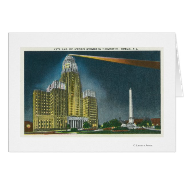 Upplyst stadshusvy hälsningskort (Framsidan Horizontal)