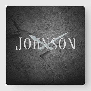 Upplyst svart skiffersten med namn fyrkantig klocka