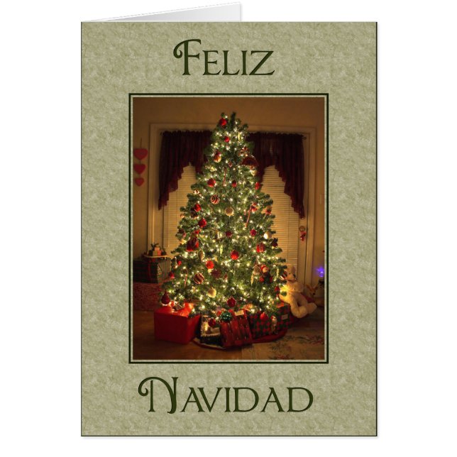 Upplyst Träd Navidad Hälsningskort (Framsidan)