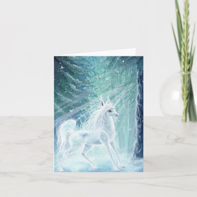 Upplyst ~ Unicorn Greeting Card Helgkort (Framsida)