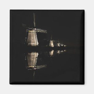 Upplyst windmills på nattmagneten magnet