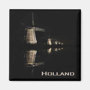 Upplyst windmills på natttextmagneten magnet