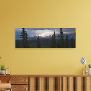 Upplysta bergsområden Alaska-fotografi Canvastryck
