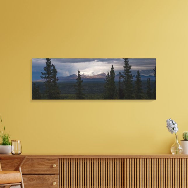 Upplysta bergsområden Alaska-fotografi Canvastryck (Insitu (Vardagsrum))