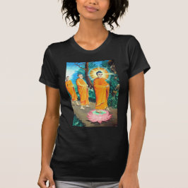 Upplysta buddister i orangar tee shirt