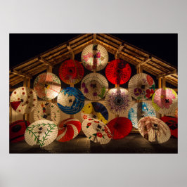 Upplysta parasoler poster