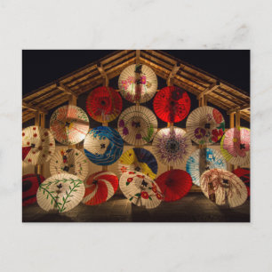 Upplysta parasoler vykort