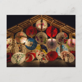 Upplysta parasoler vykort