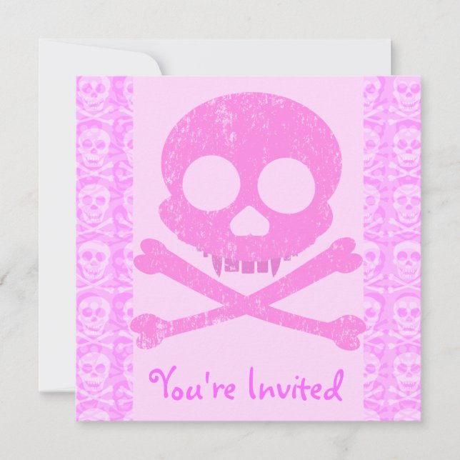 Upplysta Rosa Skull-inbjudningar Inbjudningar (Framsida)