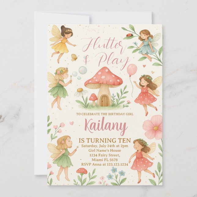 Uppmaning av blommor och uppspelning av fjällfödel inbjudningar (Framsida)