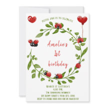 Uppmaning av Ladybug-födelsedagsinbjudan i cute Wa