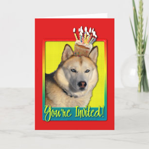 Uppmaning Cupkaka - Siberian husky - Koppar Inbjudan
