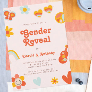 Uppmaning för att visa Gender i Retro Groovy Inbjudningar