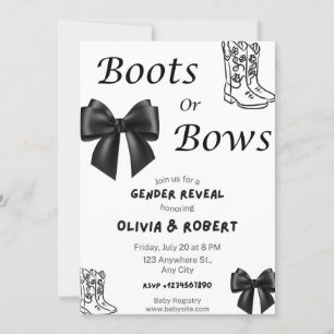 Uppmaning för Boots eller Bows Gender Reveal Inbjudningar