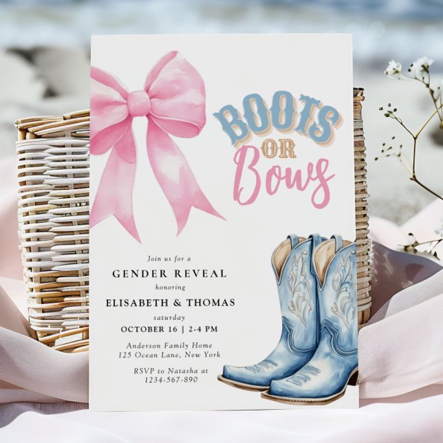 Uppmaning för Boots eller Bows Gender Reveal Inbjudningar (Skapare uppladdad)