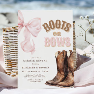 Uppmaning för Boots eller Bows Gender Reveal Inbjudningar