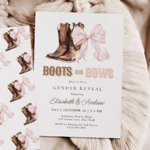 Uppmaning för Boots eller Bows Gender Reveal Inbjudningar
