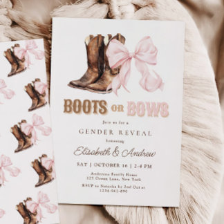 Uppmaning för Boots eller Bows Gender Reveal Inbjudningar