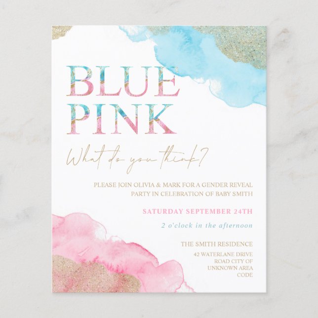 Uppmaning för visning av vattenfärgen Guld Glitter (Framsida)