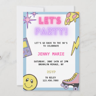 Uppmaning på födelsedagen till Throwback 90/2000 Inbjudningar