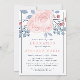 Uppmaning till baby, baptism, blommor inbjudningar