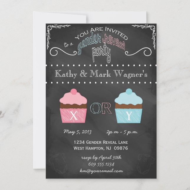 Uppmaning till Baby Gender Reveal Inbjudan i krets (Framsida)
