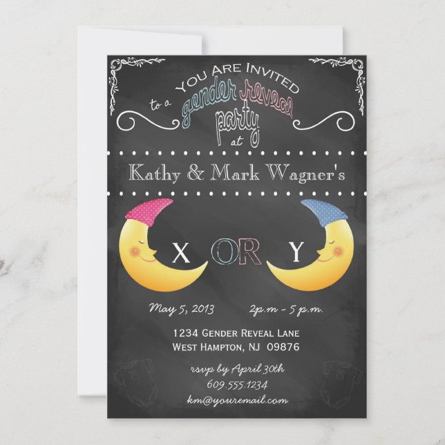 Uppmaning till Baby Gender Reveal Inbjudan i krets (Framsida)