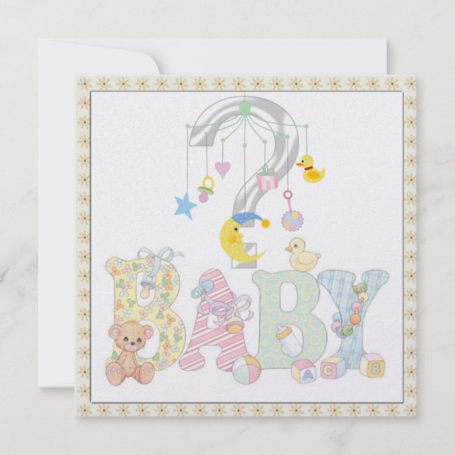 Uppmaning till Baby Mobile Gender Reveal Party Inbjudningar (Framsida)