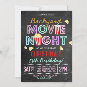 Uppmaning till Backyard Movie Birthday Birthday Bi Inbjudningar