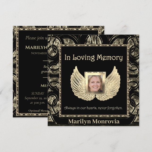 Uppmaning till begravning/Firande av livförsäkring Inbjudningar (Fram/baksida)