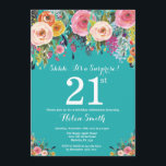 Uppmaning till Blommigt 21:a födelsedagen Inbjudningar<br><div class="desc">Teal Blommigt Överraskning 21:a födelsedagsinbjudan till kvinnor. Vattenfärgsblomma Blommigt blomma. Teal Aqua Turcos bakgrund. Rosa, Gult, Orange, Lila blomma. Vuxen födelsedag. 13:e 15:e 16:e 18:e 20:e 30:e 40:e 60:e 70:e 80:e 90:e 100:e, alla åldrar. Om du vill göra ytterligare anpassningar klickar du på knappen Anpassa och användor verktygen som är...</div>