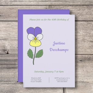 Uppmaning till botaniska Vilden Pansy Birthday Inbjudningar