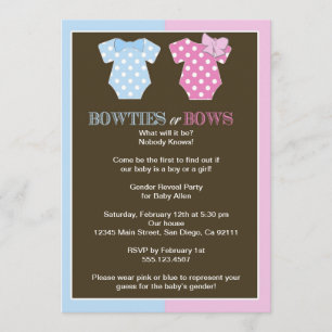Uppmaning till Bowties eller Bows Gender Reveal Inbjudningar