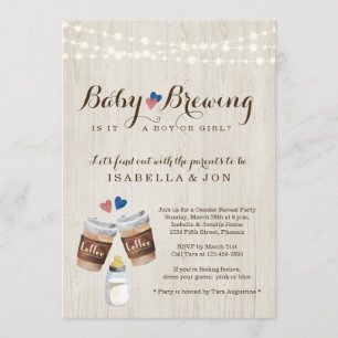 Uppmaning till Brewing Coffee Gender Reveal Party- Inbjudningar