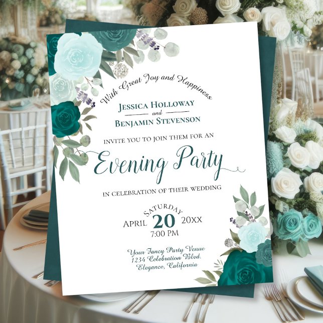 Uppmaning till budgetbröllop i Party i Blommigt kv (Front/Back)