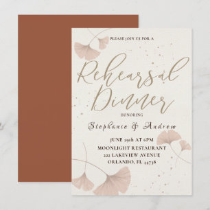 Uppmaning till Calligraphy Rehearsal Dinner Terrac Inbjudningar