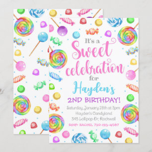 Uppmaning till Candy Birthday, Candyland-inbjudan Inbjudningar