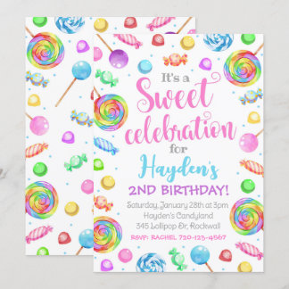Uppmaning till Candy Birthday, Candyland-inbjudan Inbjudningar