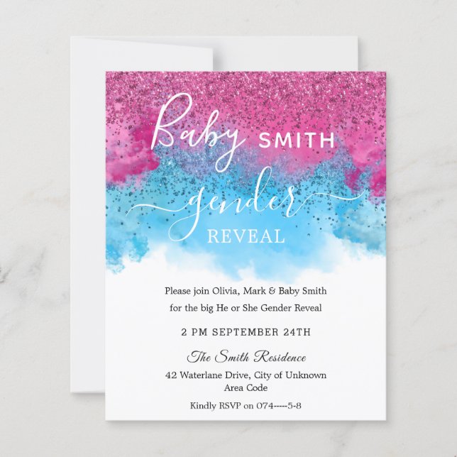 Uppmaning till Confetti Smoke Baby Gender Reveal (Framsida)