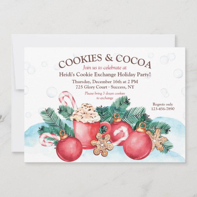 Uppmaning till Cookies and Cocoa Cookie Exchange P Inbjudningar (Framsida)