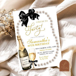 Uppmaning till Coquette Black Bow Vuxen Birthday Inbjudningar